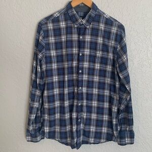 American Eagle Mens Sz M Button Down Shirt Blue Checked Plaid Seriously Soft Fit